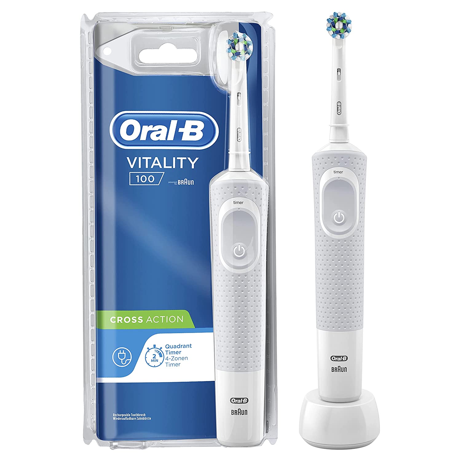 

Электрическая зубная щетка Oral B для взрослых D100 Vitality, щетка для чистки зубов, перезаряжаемая, водонепроницаемая, 4 цвета, отбеливание зубов