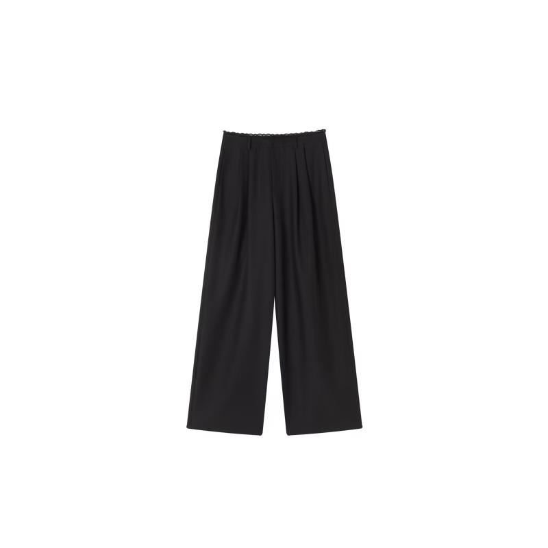 Xiangying Women's High-Waist Lace-Trim Wide-Leg Trousers