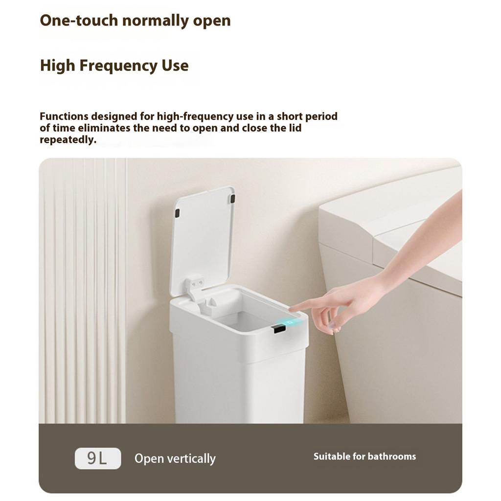 Ingelligent No Touch Trash Bin Waterproof Odor Control Automatic Garbage Can for Small Space Bathroom Living Room Office