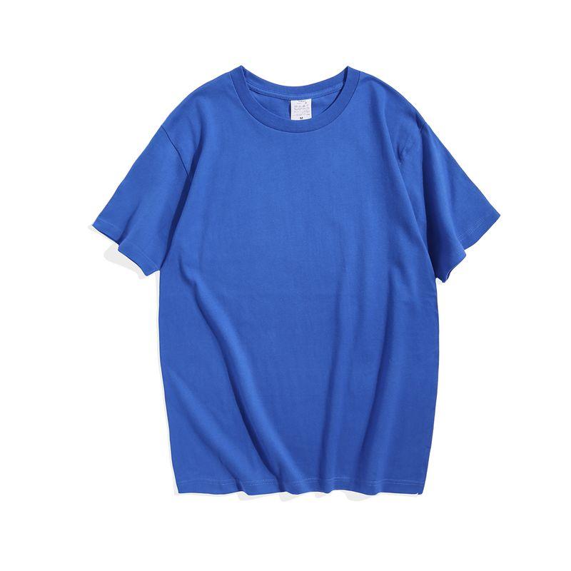 

[Heavy Weight Drape] High Quality Heavy Weight 250G Cotton round Neck Short Sleeve T-shirt Female Loose Opaque T-shirt Male Klein blue L