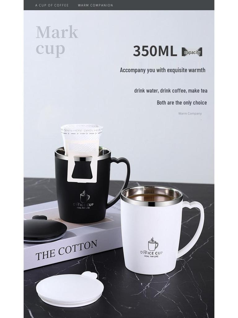 Isolierter Kaffeebecher aus 304 Edelstahl mit Deckel - Doppelschichtig, tragbar, farbiger Becher für Büro- oder Außengebrauch.
