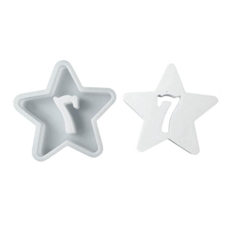 Hollow Number Silicone Molds Star Shape Castings Mould Epoxys Resin Mould DIY Baking Molds Candle Molds Home Decorations