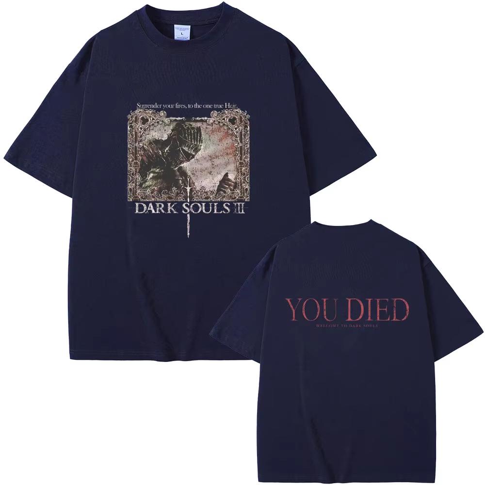 Game Dark Souls Graphic Tshirt Unisex Women 90s Vintage Gothic Rock Fashion Casual Streetwear Male Punk Harajuku Black Tops