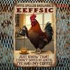 [2D Flat] 1pc Inverted Spelling Is Coffee" Wall Hanging Decor - Rustic Iron Poster with Rooster Design, Ideal for Home Bar Decor