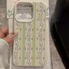White Floral Blue & Pink Striped Lychee Texture Phone Case For iPhone 17 16 15 14 Plus 13 12 11 Pro Max 17 Air X XR XS Cover