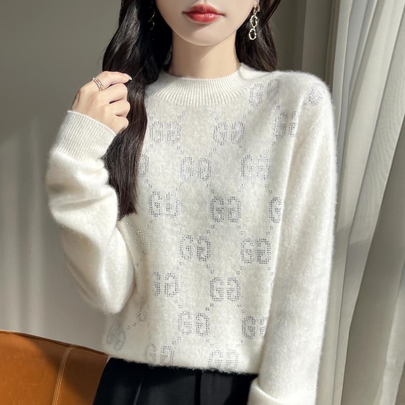 Damen Kaschmirpullover Qinghe Kaschmir 30% Kaschmir 70% Wolle Herbst- und Winterpullover warm und modisch