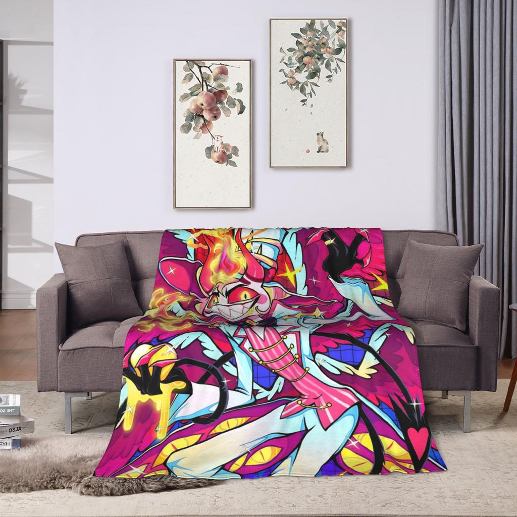 Warm Soft Blanket Travel H-Hazbin Hotel Bedding Throws Flannel Bedspread For Home Decor Graphic Sofa Bed Cover