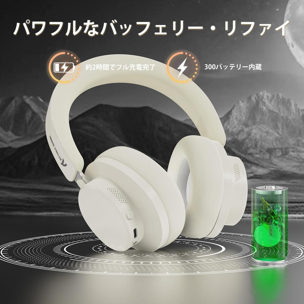 ATTACK SHARK G500 Wireless Headphones with Up to 30 Hours of Music Active Noise Earphones Bluetooth Audio Support 3D Beige BT5.3 Over-Ear Bluetooth,