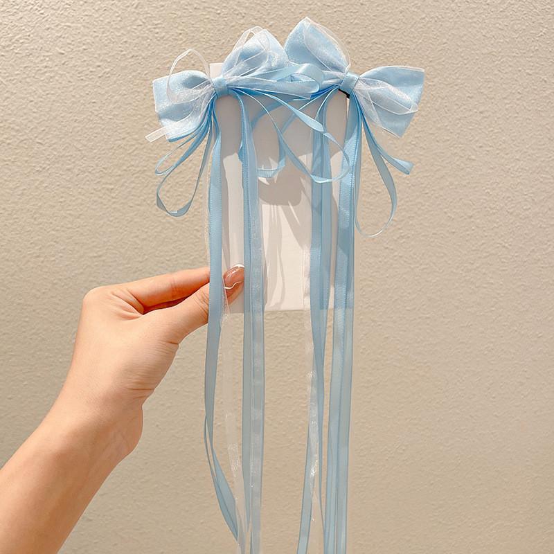 Solid Color Fabric Bow Ribbon Hair Cloth Braided Girl High Value Tassel Hairpin Girl Fashion Hairpin Hair Accessories