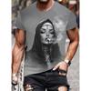 Męska Koszulka z Graficznym Motywem 3D Palącej Zakonnicy Czarna Codzienna Letnia Koszulka Krótki Rękaw Poliester Koszulki Streetwear Vintage Odzież