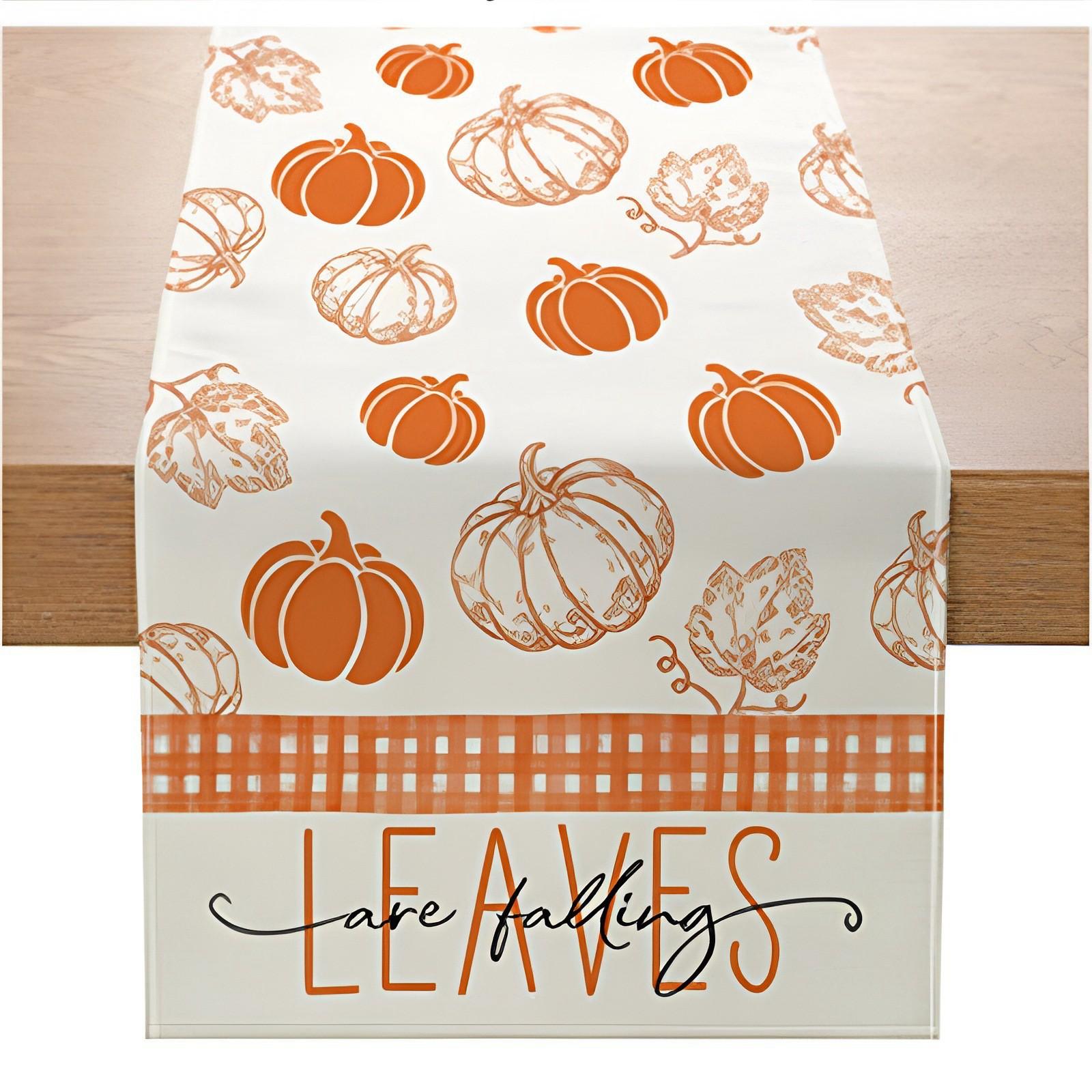 

Pumpkin Print Decorative Tablecloth Table Flag Rectangular Living Room Dining Table Decoration Dirt Resistant Table Flag One Size