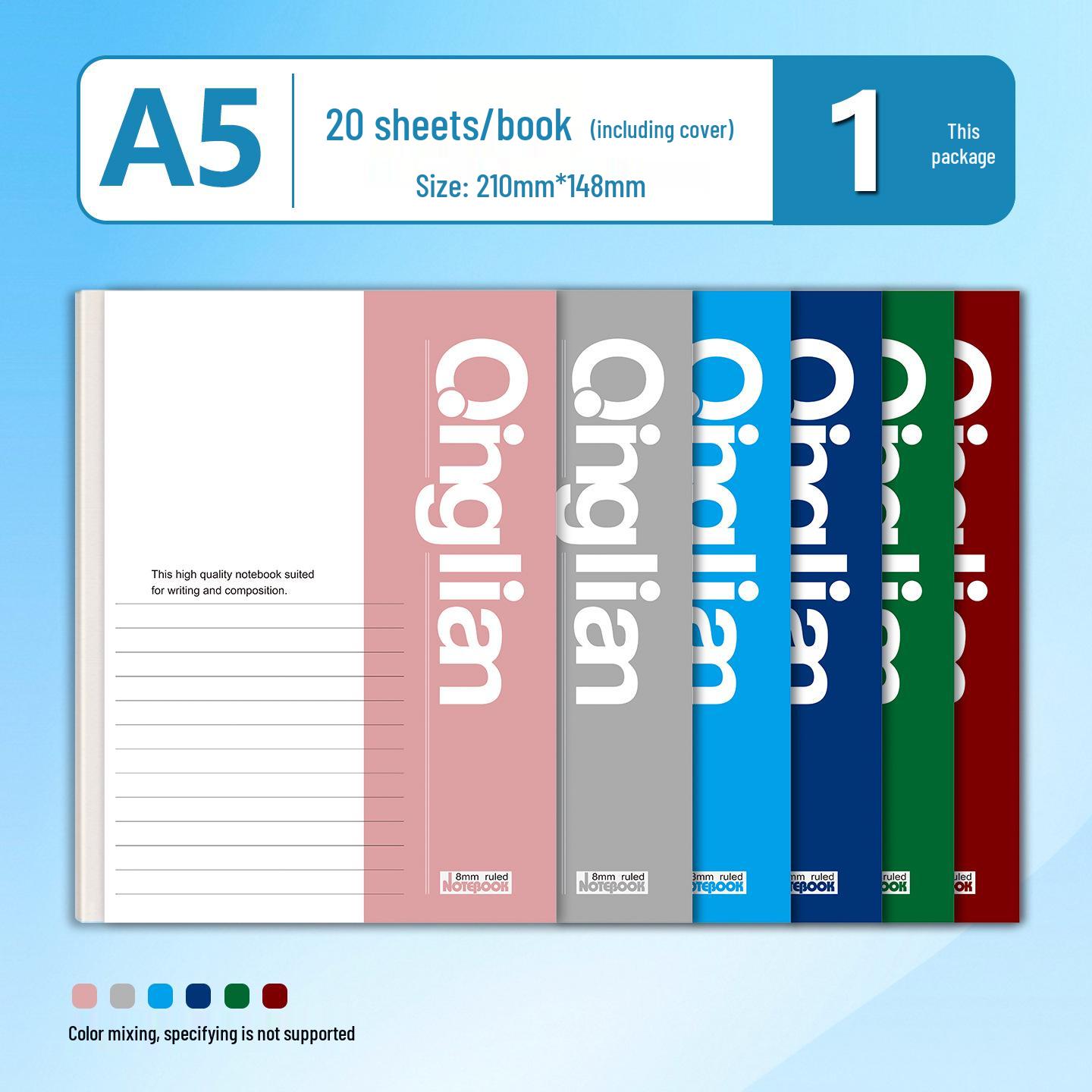 Qing Lian Q Series A5 Thick Notebook for Junior High & High School: Lined Birthday Diary & Homework Practice Book