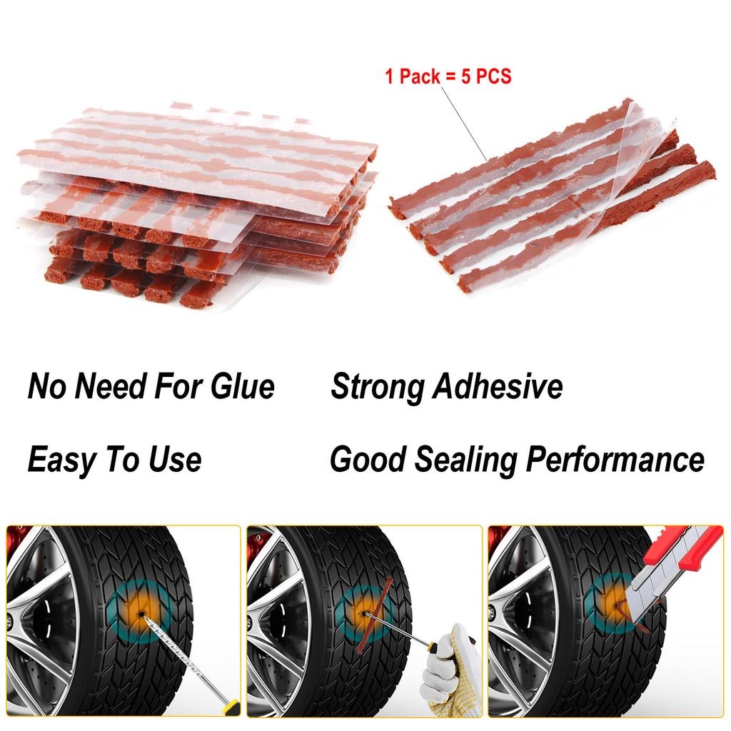 Car Tubeless Tire Repair Strips Kit Stiring Glue for Tyre Puncture Emergency Car Motorcycle Bike Tyre Repairing Rubber Strips