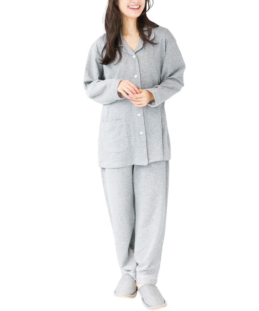 ON NISHIKI Long Sleeve Bonded Top and Bottoms with Perfect for Spring and Autumn Loungewear Size Women's Pajamas, 100% Cotton, Skin-Friendly, Knit,