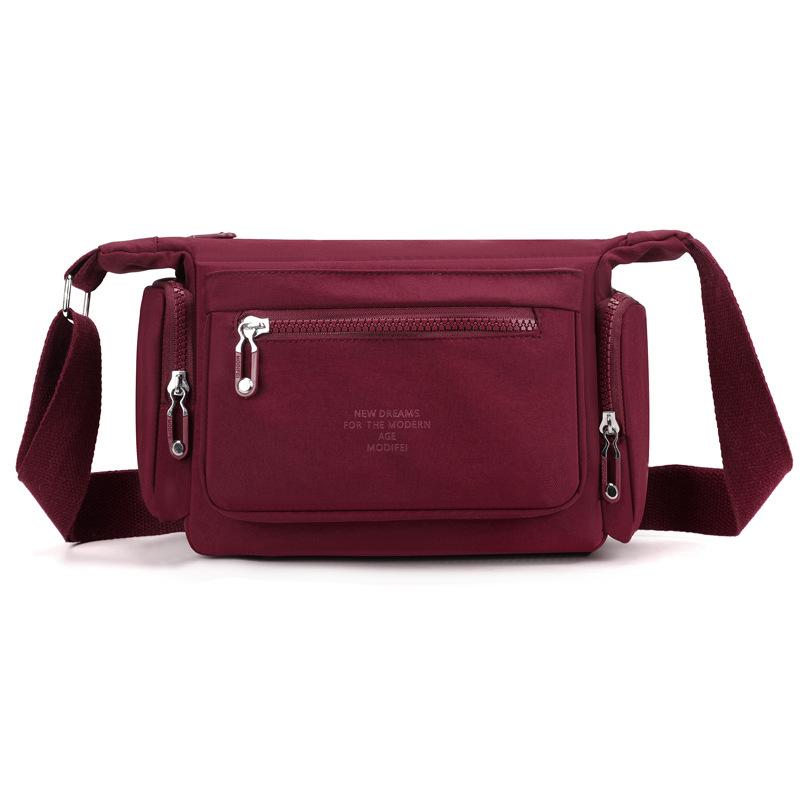 

Сумка через плечо, большая вместимость, женская сумка для путешествий на открытом воздухе, легкая нейлоновая сумка через плечо темно-красного