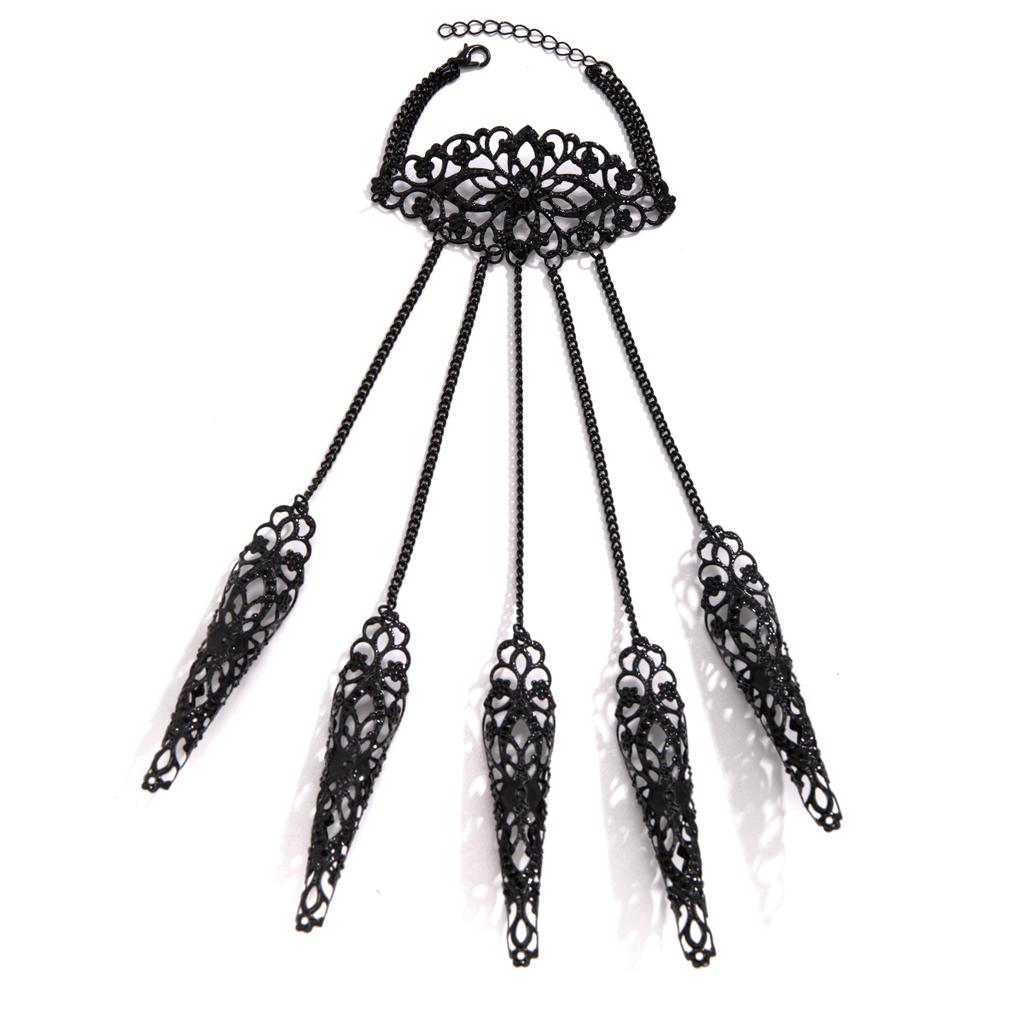 Créatif exagéré Dubai Indien Chaîne de Doigt Poignet Bracelets pour Femmes Punk Anneaux d'Ongles avec Bracelet Y2K Bijoux Steampunk Nouveau