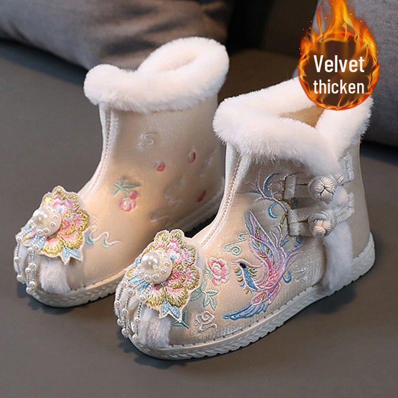 Mädchen Rote Bestickte Hanfu Winterstiefel – Chinesischer Ethnischer Stil