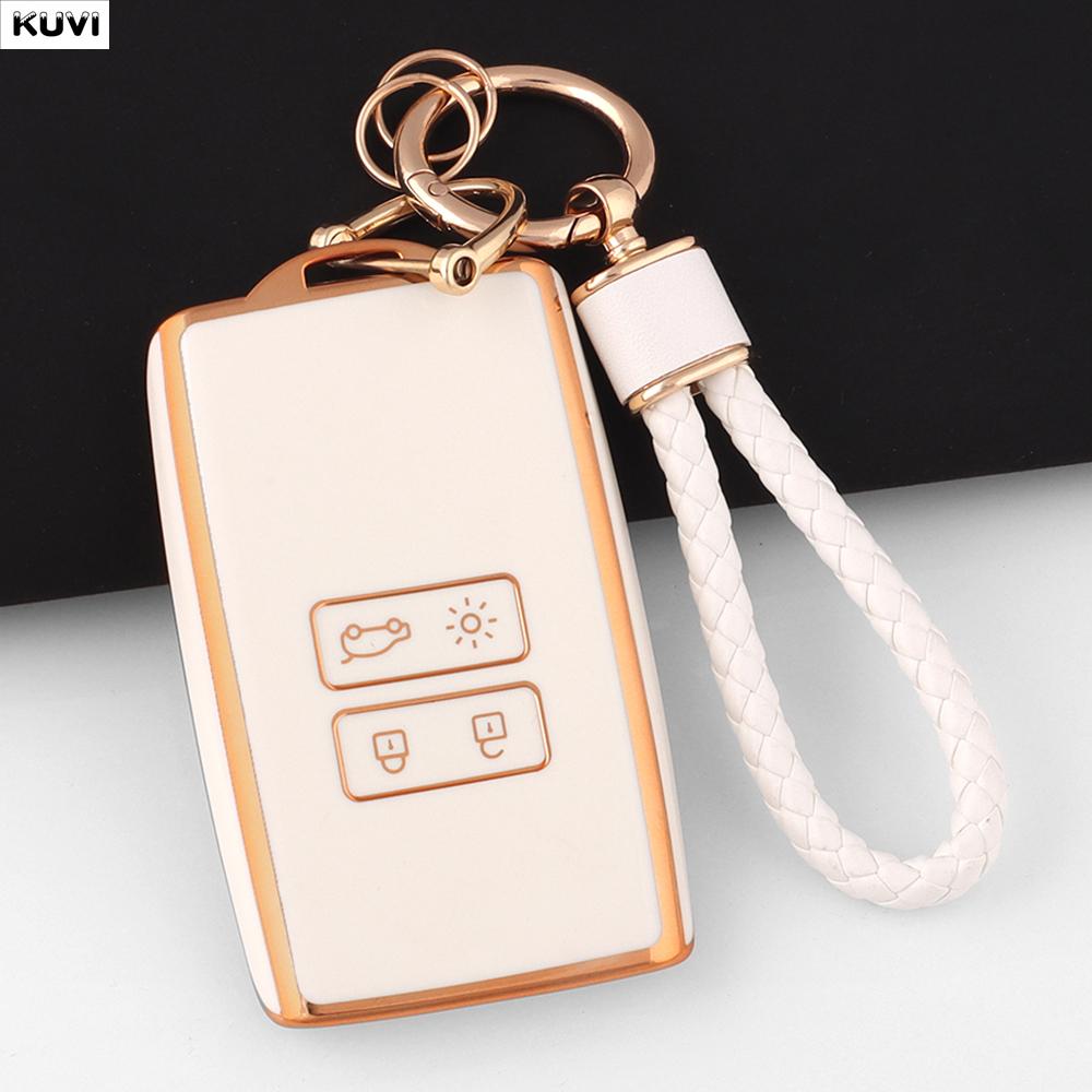 New Pink Tpu Car Key Case Cover Fob Keychain For Renault Koleos Captur Megane Clio Scenic Talisman Arkana For Dacia Sandero