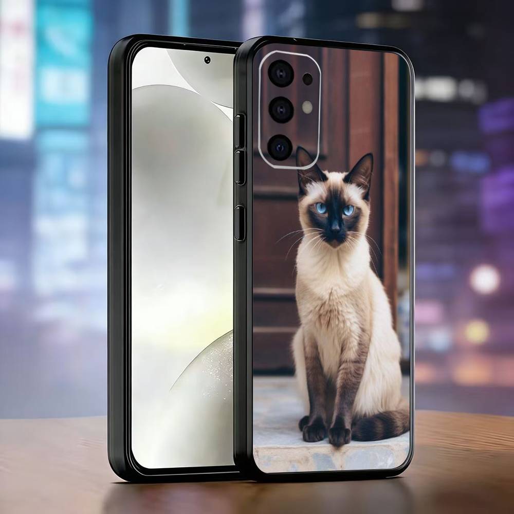 

S-Сиамская кошка Милый чехол для телефона Samsung S25,S24,S21,S22,S23,S30,Ultra,S20,Plus,Fe,Мягкий силиконовый черный чехол Samsung S22ULTRA5G