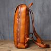 NZPJ Vintage Genuine Natural Cowhide Leather Men's Backpack Casual Business Laptop Bag Trendy School Travel Bag