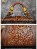 Johnature Luxury Handbag Vintage Handmade Leather Carved Women Bag Versatile Female Shoulder & Crossbody Bags