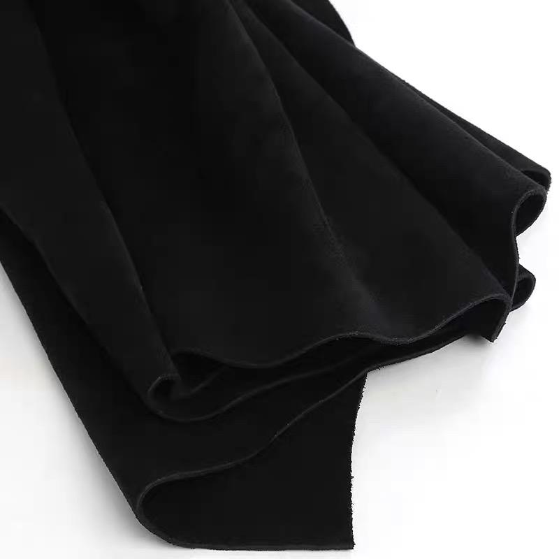 Handmade DIY leather material made of suede cowhide, suitable for both shoes and bags, dual-sided black split suede leather