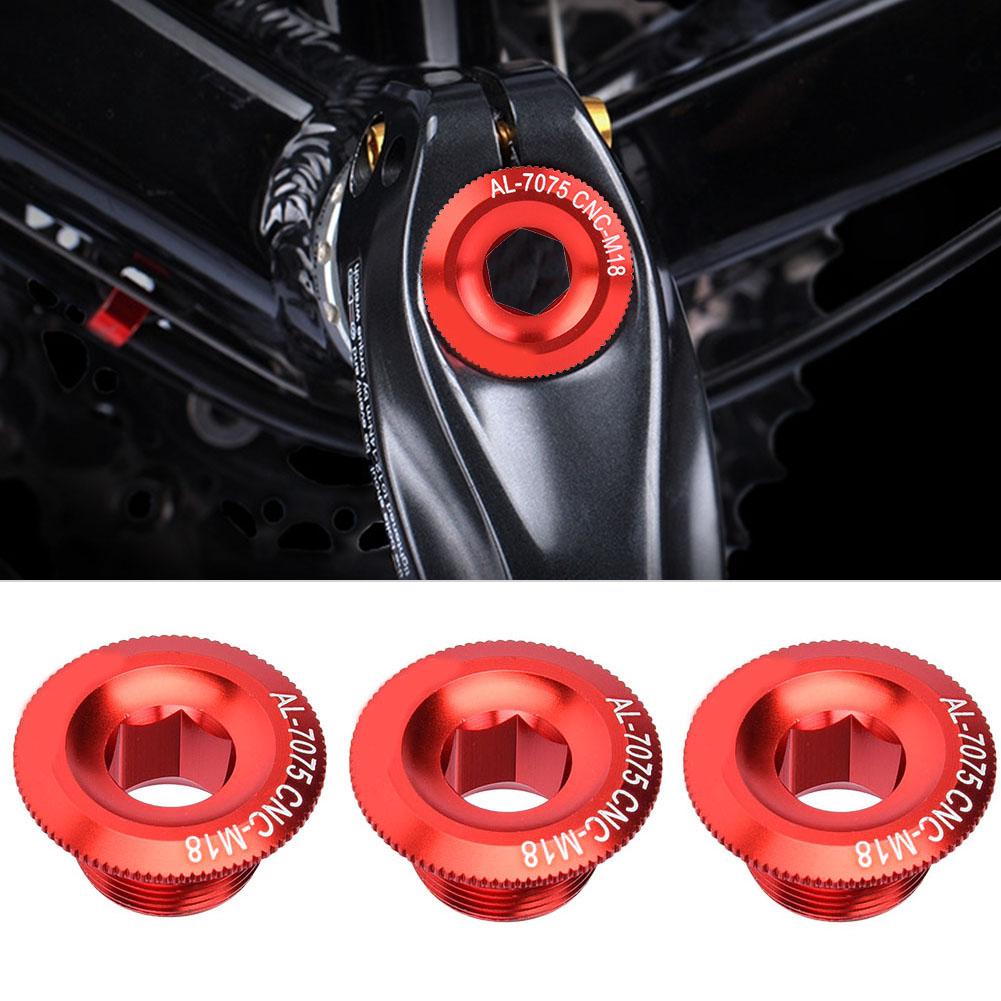 3Pcs 18mm Aluminum Alloy Shaft Screw Nut Accessory Cycling Crank Cover(black)