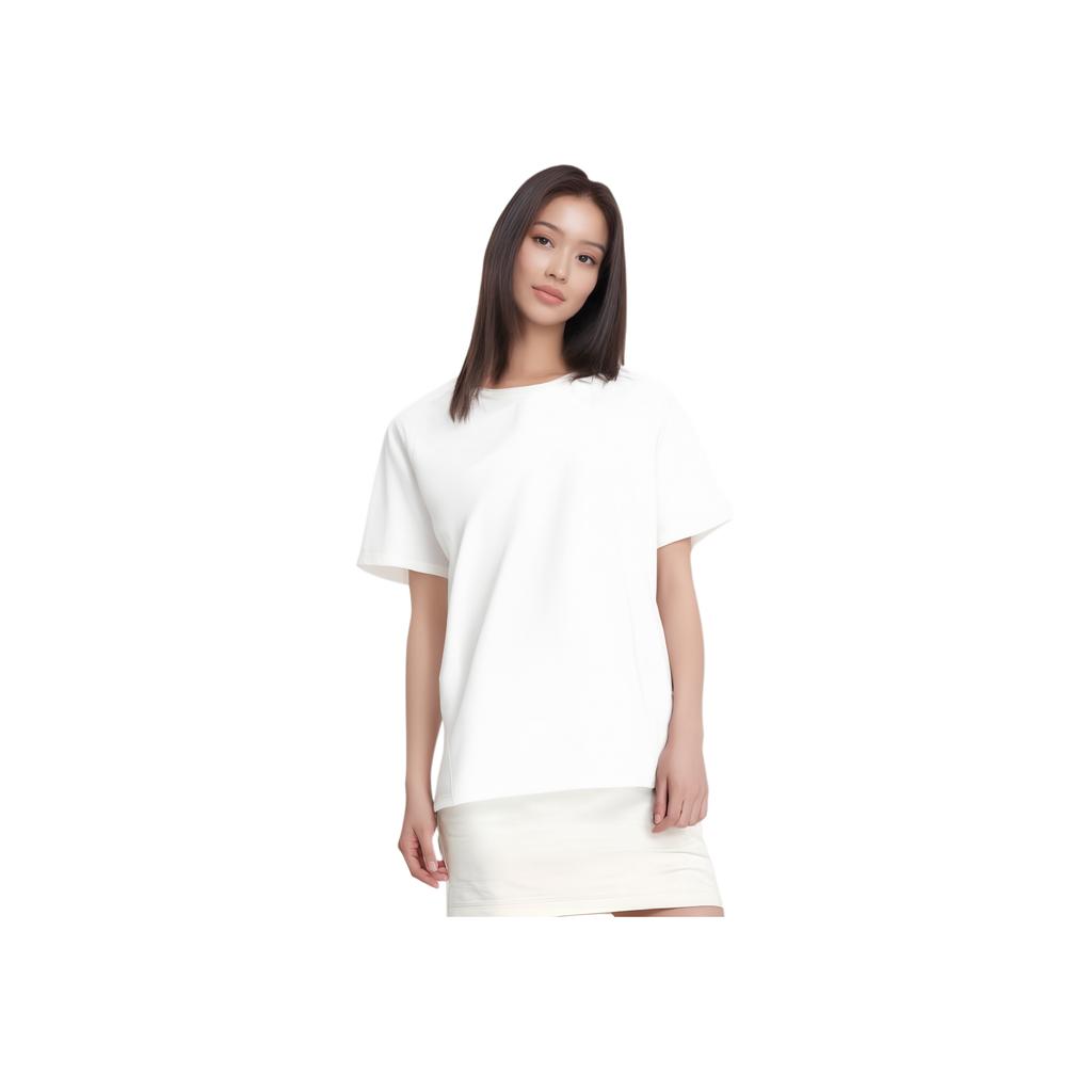 Anta Champion Allwetter-Serie Einfarbig Rundhals Bequem Atmungsaktiv Kurzarm T-Shirt Damen T-Shirts Gardenia-Weiß 162430107-1