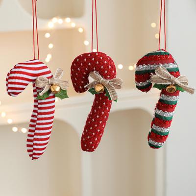 Candy Cane Christmas Ornament Plush Soft Candy Cane Christmas Tree Stuffed Decoration for Holiday Party Decor