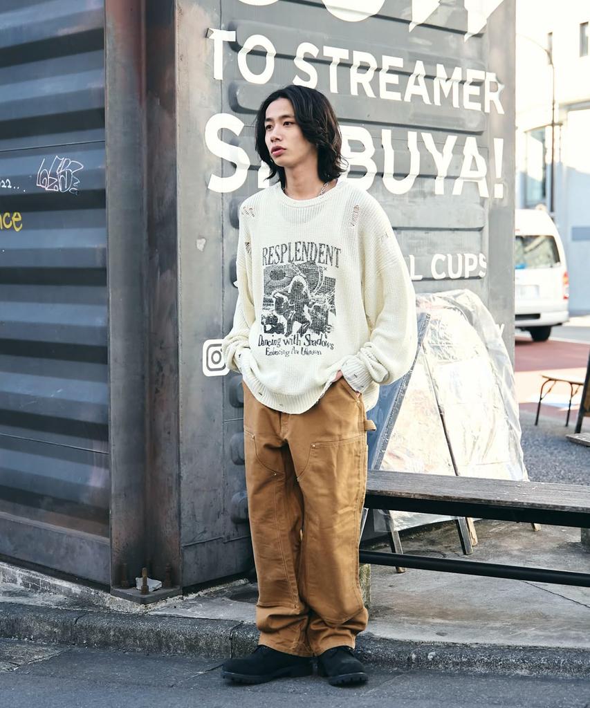 WEGO Graphic Distressed Knit Pullover Size Gift Men's Top, M, Off-White, Unisex, Streetwear, Casual, Spring, Autumn, Winter,