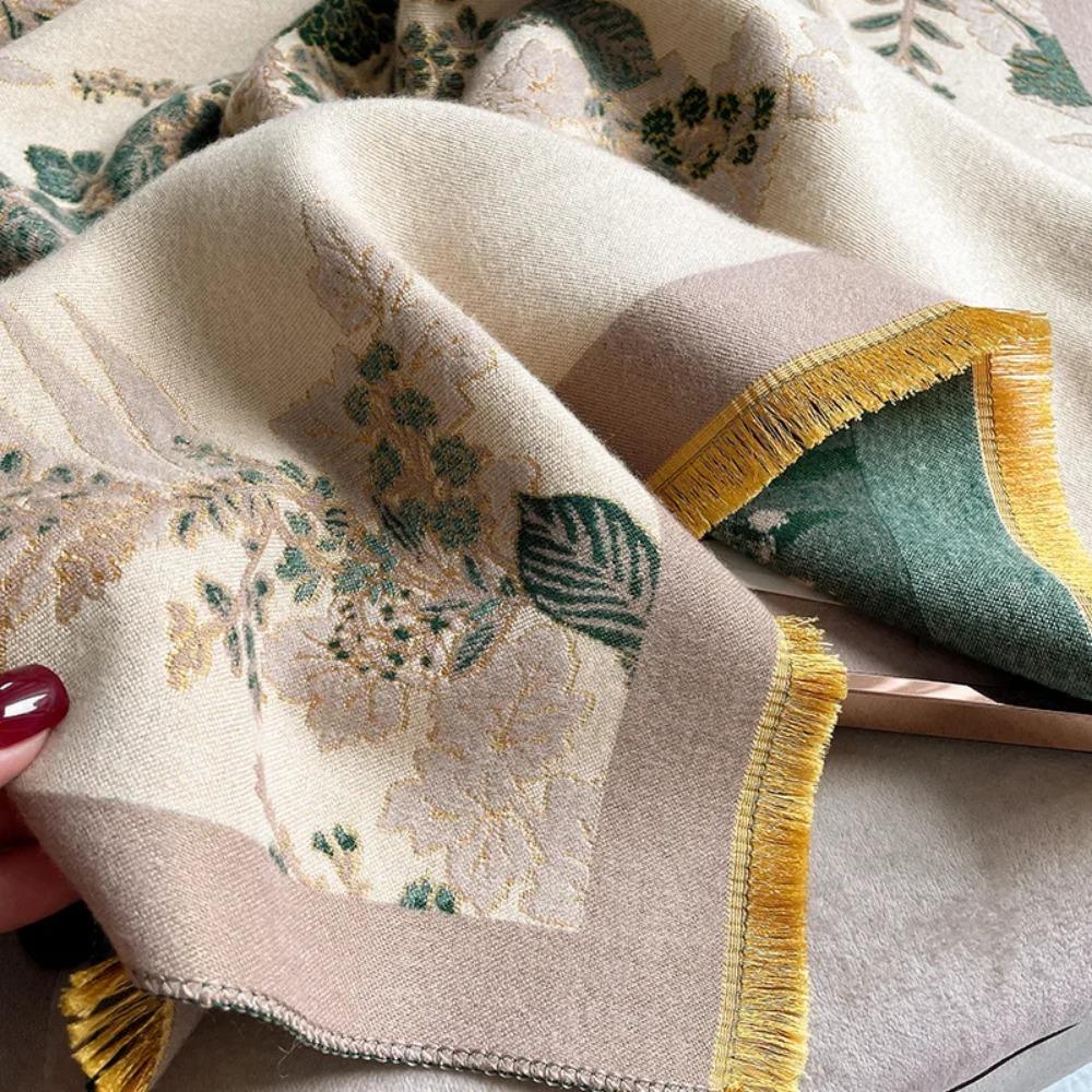 Winter Women Scarf Floral Pattern Thick Warm Cashmere Pashmina Shawls Lady Wraps Bufanda Soft Fashion Blanket Stoles