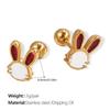 Sweet Cool Wind Cartoon Cute Dripping Rabbit Flower Earrings Stainless Steel Gold Plated Earrings Women