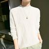 Women's Heavyweight Wool Diamond-Knit Sweater, Half-High Neck, Loose Fit.