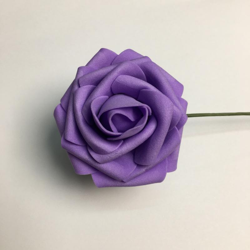 25pcs/8CM Simulated Rose Head with Rod PE Flower Holder foam Flower Head Wedding Party Decoration Hand held Flower Accessories