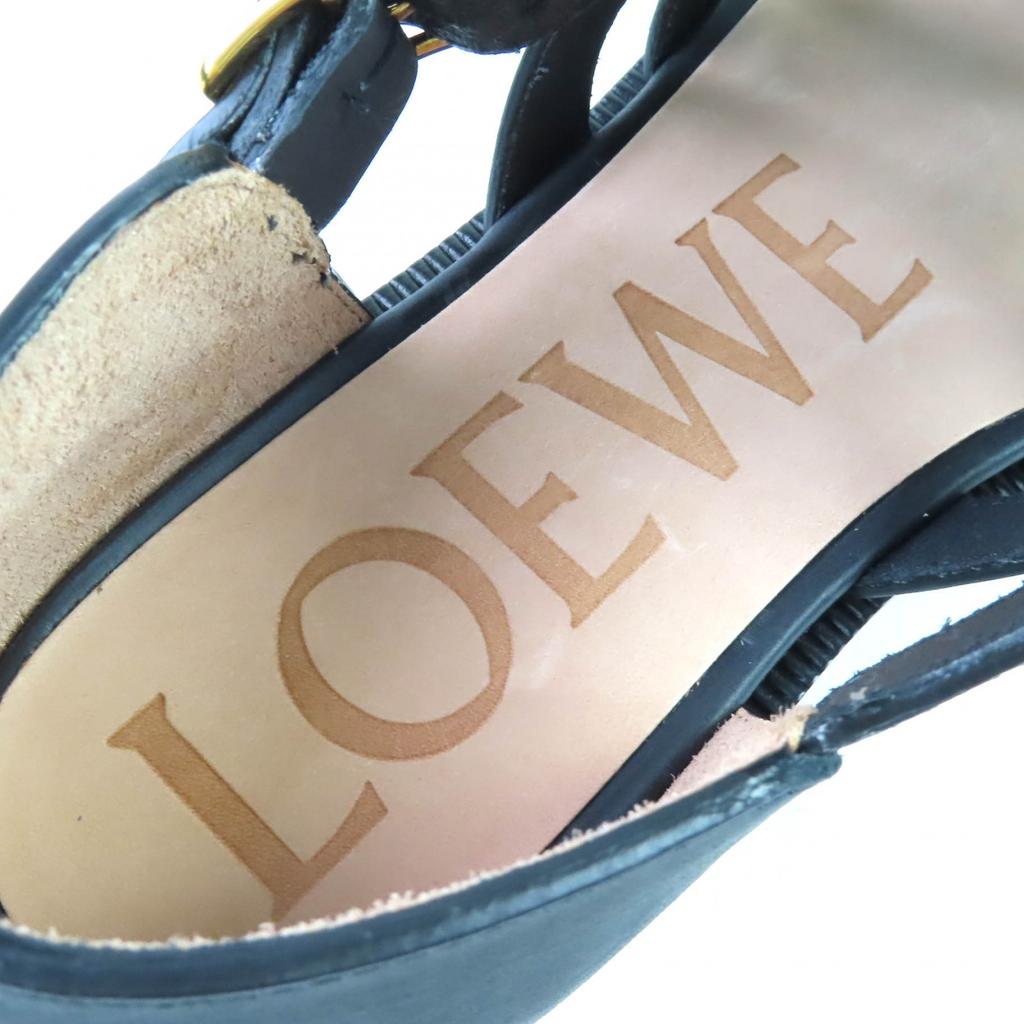 Pristine LOEWE Sandals CAMPO Logo Buckle Gurkha Sandals Black 39 L814465X77 Used