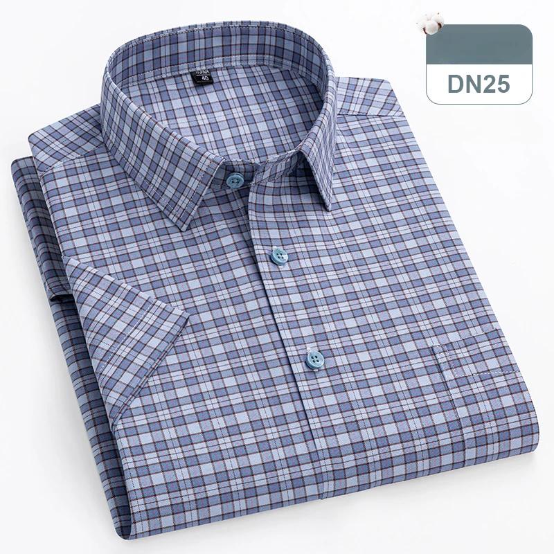 New in shirts oversize 14xl 100%cotton hight qulity summer short sleeve shirts for men slim fit formal plain shirt plaid clothes
