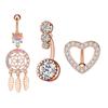 3-4pcs/lot Gold Color Crystals Zircon Belly Button Rings 14G Curved Stainless Steel Heart Wing Tassel Belly Navel Piercing Sets