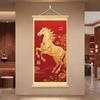 2026 Chinese Horseback Success Painting: Red Plum Blossoms, Golden Horse Scroll for Living Room or Bedroom Decor