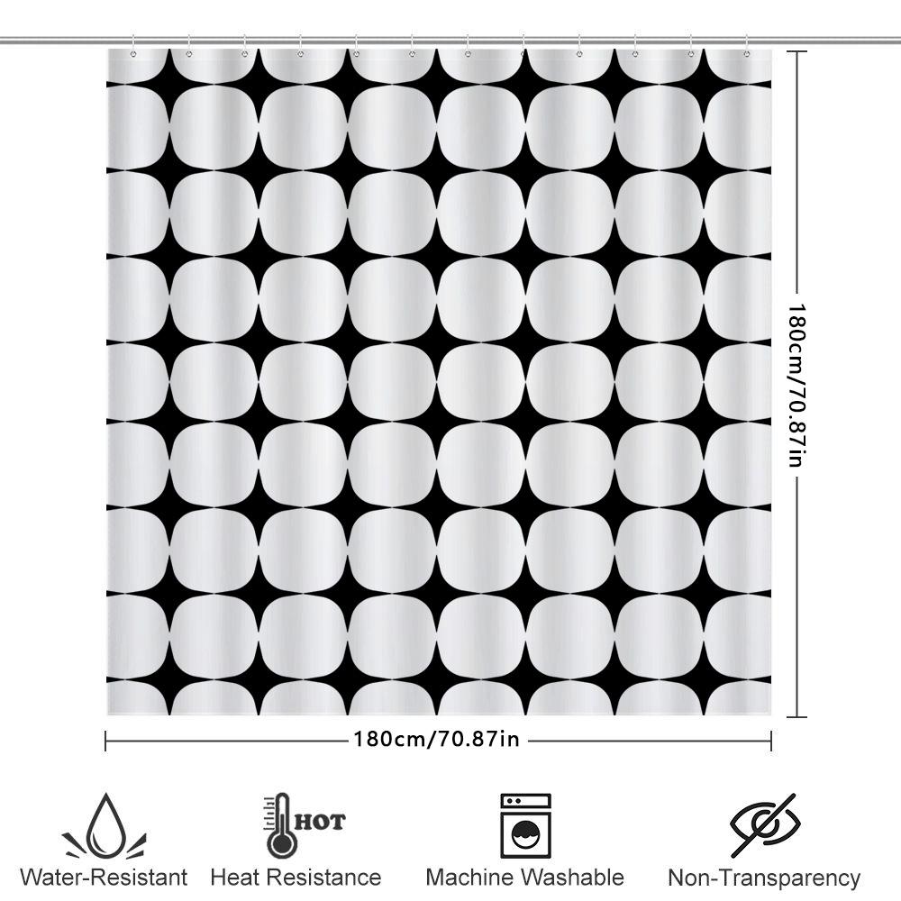 Modern White Black Shower Curtain With Bathroom Decor Set Perfect For Bathtub (Size: 72X84Inches)