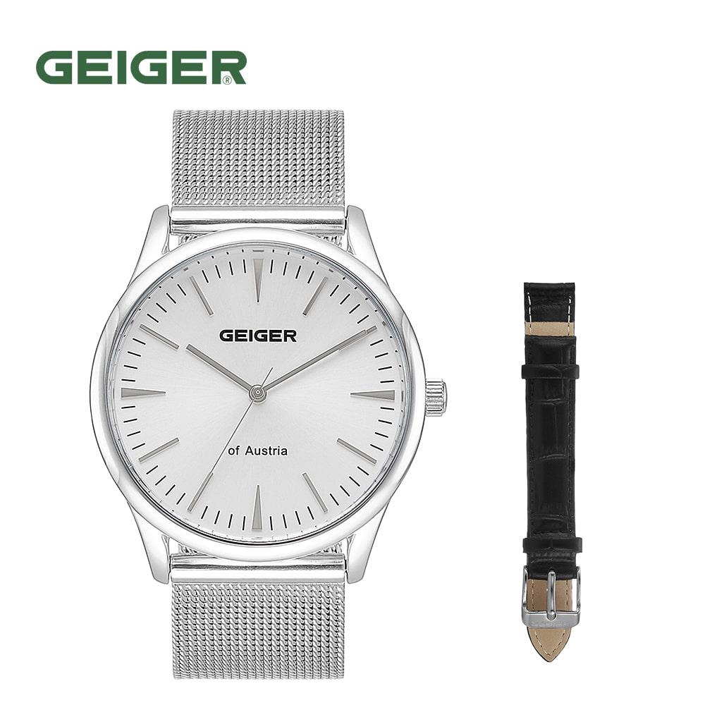 

Geiger GE1223WTM Серебряные мужские часы с сетчатым ремешком, 38 мм, кожаный ремешок, дополнительный подарок