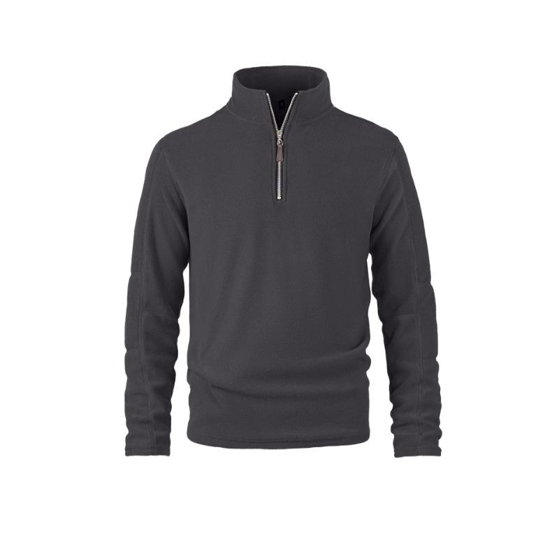 Men S Fleece Half Zip Pullover Jacket Stand Collar Long Sleeve M серый