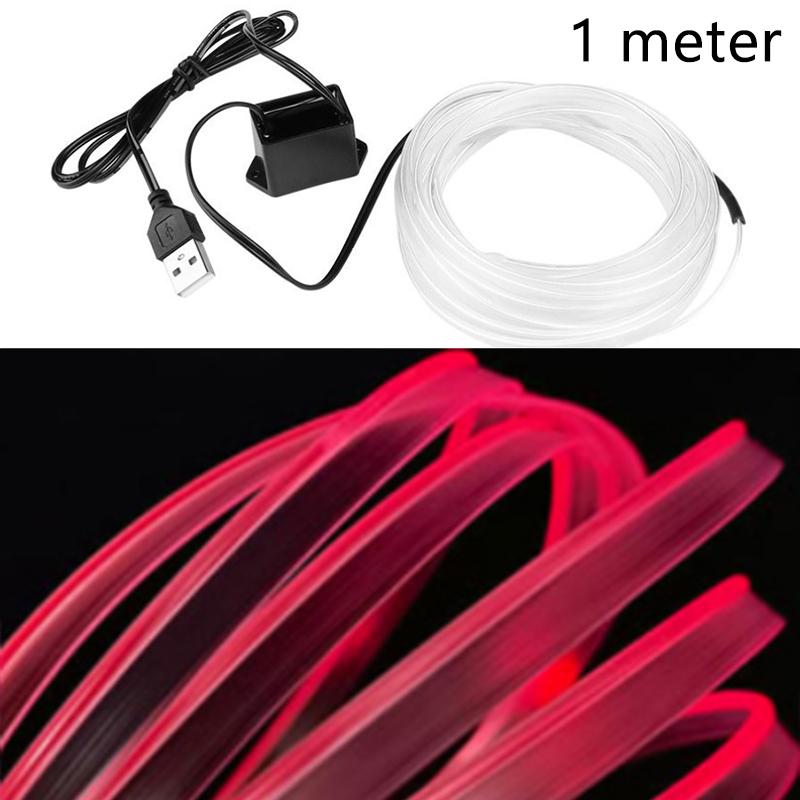 

1M/2M Світлодіодна декоративна лампа для салону автомобіля Електролюмінесцентний дріт Неонова стрічка для авто DIY Гнучке навколишнє світло USB Діод для створення атмосфери вечірки 1 meter червоний