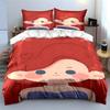 Cartoon Girl Bedding Set with Red Hair Bedding Set (1 Duvet Cover, 2 Pillowcases, Duvet Not Included)