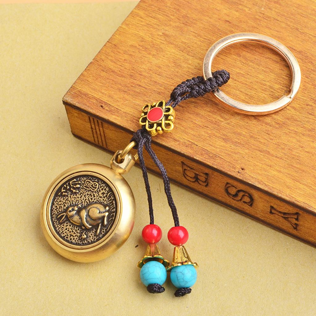 Handmade Animal Pattern Keychain Charm Keychain Accessory Brass Texture Suitable for Prosperity and Peace Home Decors