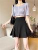 Women's Black High-Waisted A-Line Umbrella Skirt - Slim-Fit, Fluffy, College Style, Spring 2026 Arrival