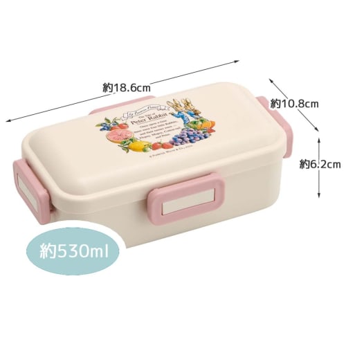 Skater 530ml Single-Tier Lunch Box, Made in Japan, for Women, with a 4-Point Lock for Leak-Resistant Storage, Dishwasher and Microwave Safe, Peter Rab