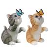 Solar Cat Butterfly Statue Cute Small Animal Decoration Outdoor Garden Ornament Decor