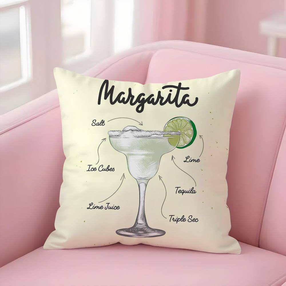 Margarita Cocktail Kunst Kissenbezug Weicher Plüschstoff Beidseitiger Druck Dekorative Wohnzimmer Heimdekoration Geschenk Kissenhülle