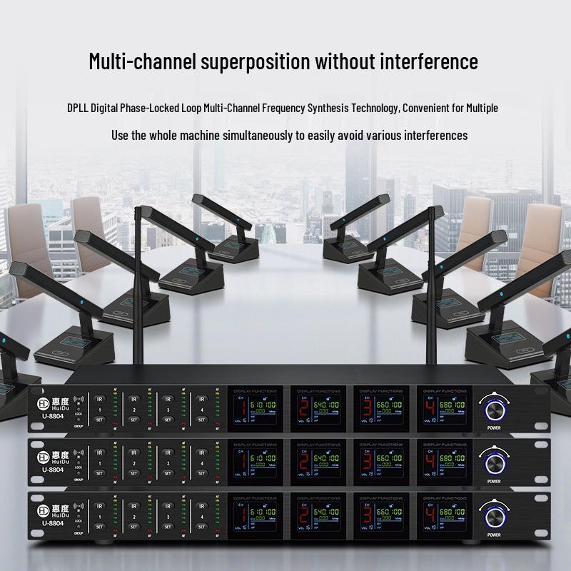 HuiDu U-9008 Pro Wireless FM Microphone for Meetings & Performances: Gooseneck Square Tube Design, Perfect for KTV