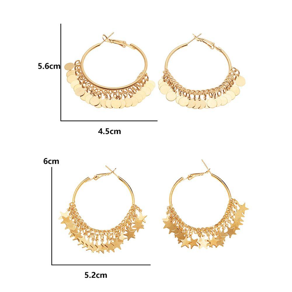 Party Gift Dangle Geometric Tassel Hoop Earrings Ear Studs Hanging Earring Golden Sequins